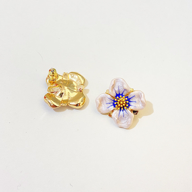 Enamel Flower Stud Earrings