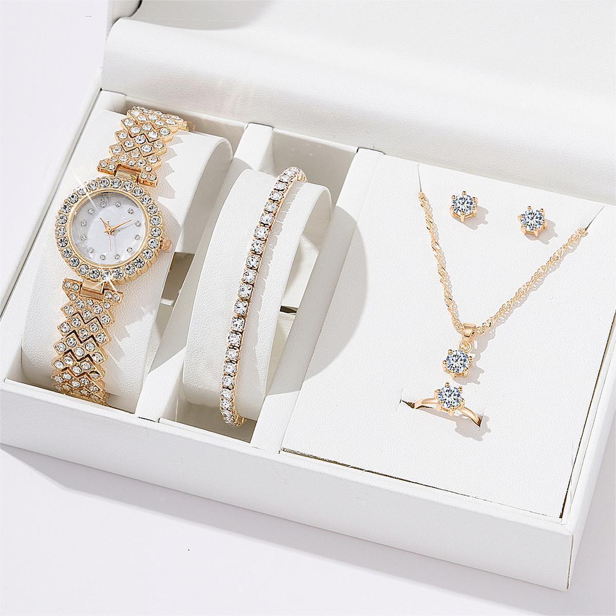 Alloy watch Necklace Earrings Bracelet Ring set