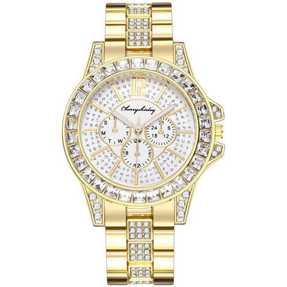 Diamond Three-eye Steel Belt Watch