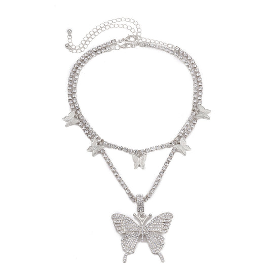 Multi-layered necklace butterfly