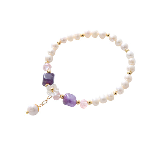 Natural Freshwater Pearl Crystal Bracelet
