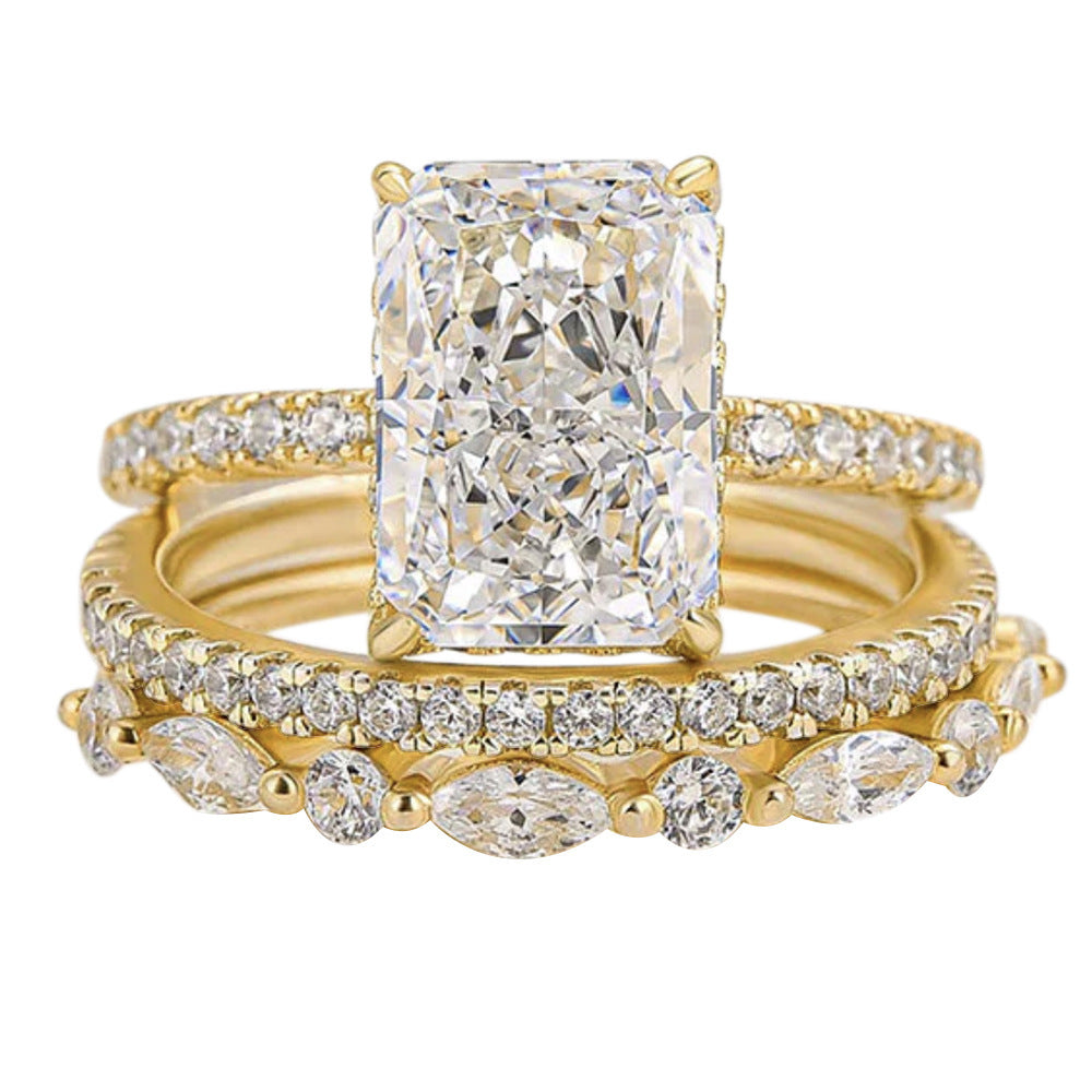 Sterling Silver Shiny Ice Flower Cut Zircon Ring