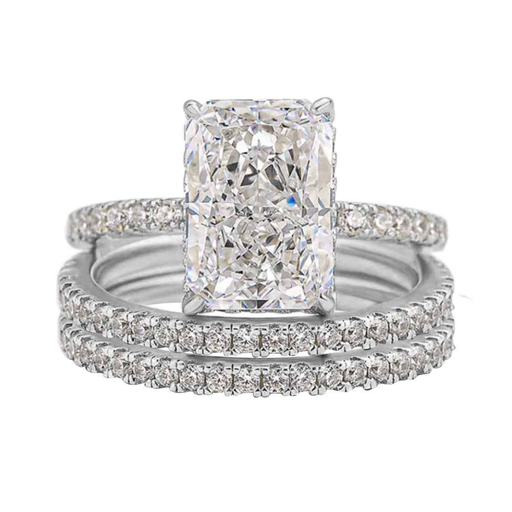 Sterling Silver Shiny Ice Flower Cut Zircon Ring