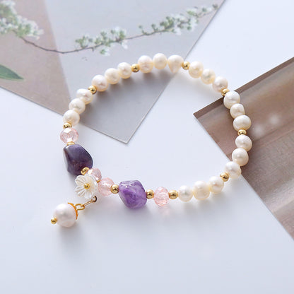 Natural Freshwater Pearl Crystal Bracelet
