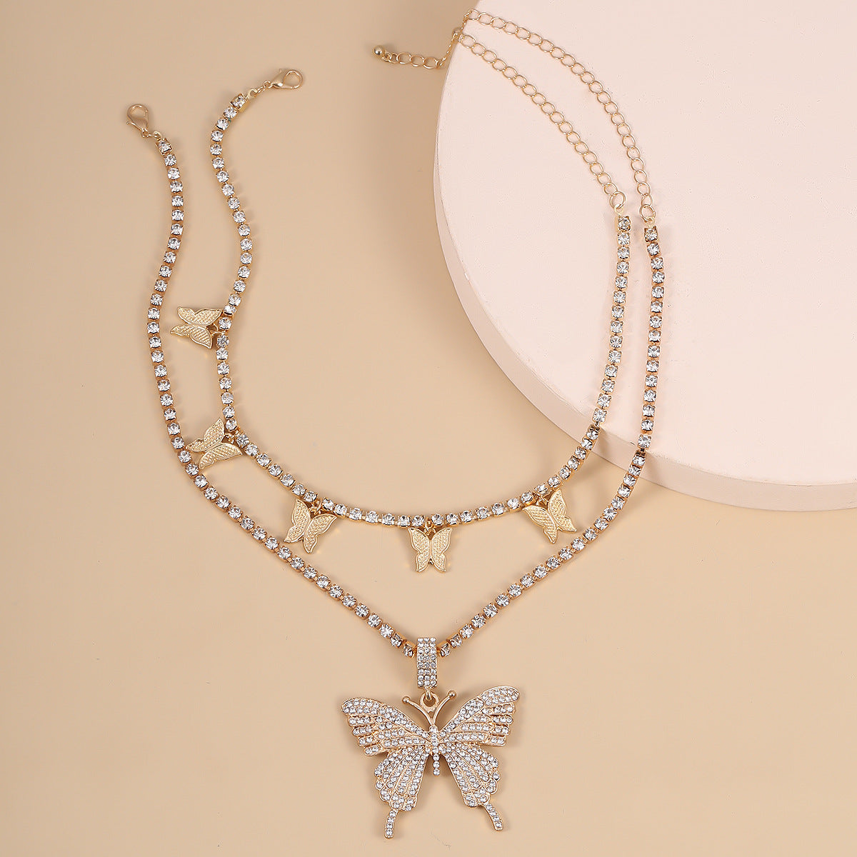 Multi-layered necklace butterfly
