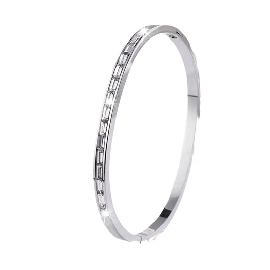 Diamond-embedded Stainless Steel Bracelet