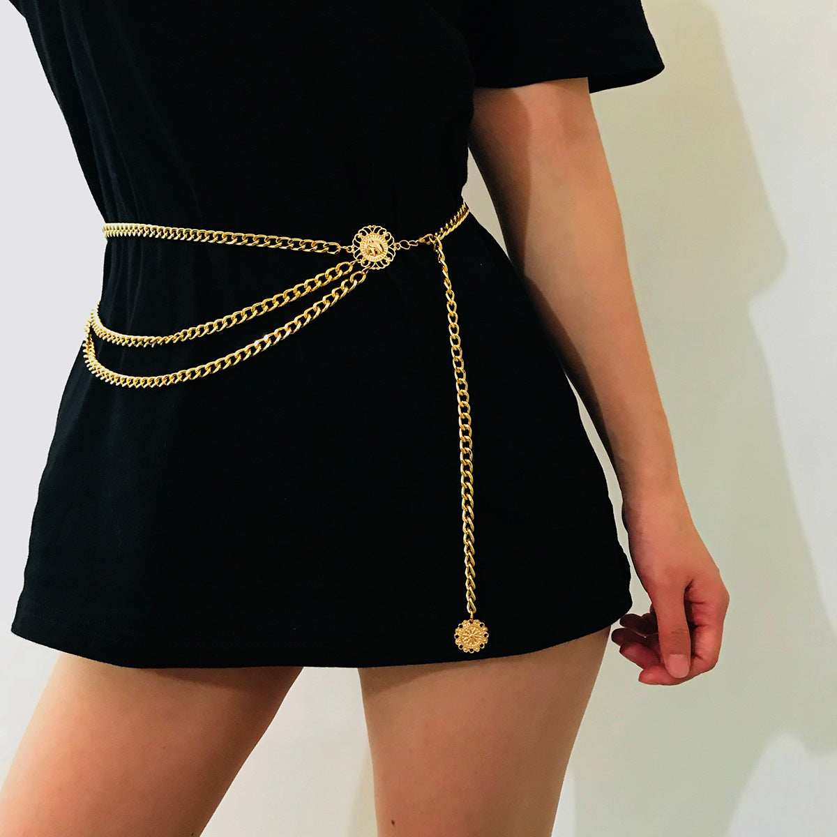 Sunflower disk aluminum waist chain