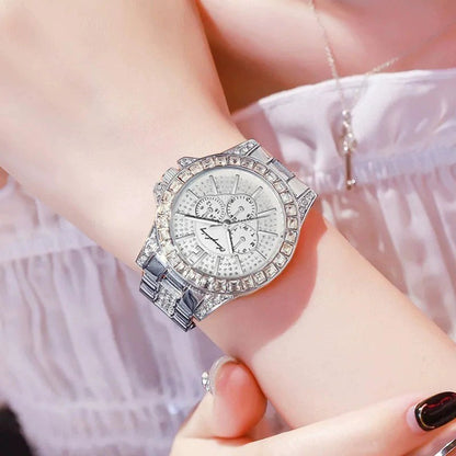 Diamond Three-eye Steel Belt Watch