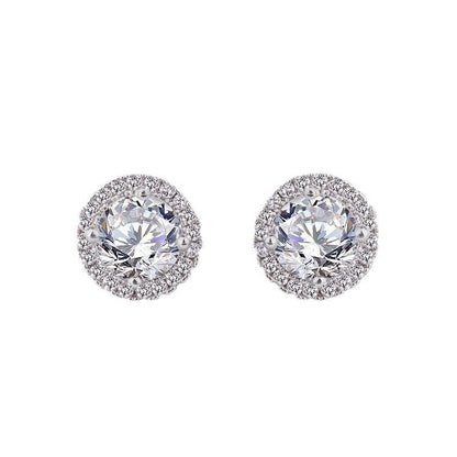 Inlaid Zircon Geometric Stud Earrings