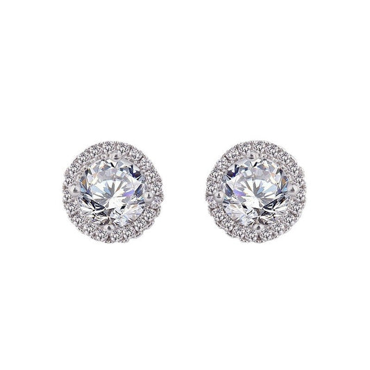 Inlaid Zircon Geometric Stud Earrings
