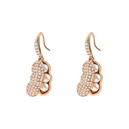 Diamond Peanut Pearl Earrings