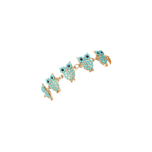 Vintage Alloy Owl Pendant Anklet