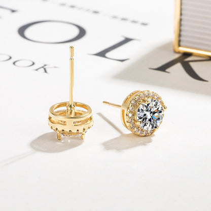 Inlaid Zircon Geometric Stud Earrings