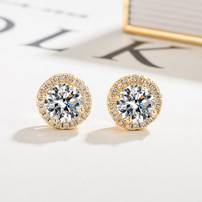 Inlaid Zircon Geometric Stud Earrings