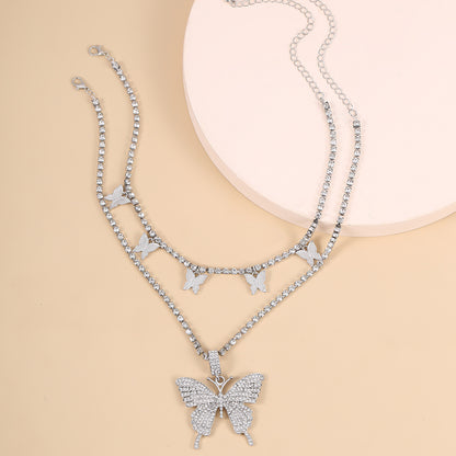 Multi-layered necklace butterfly