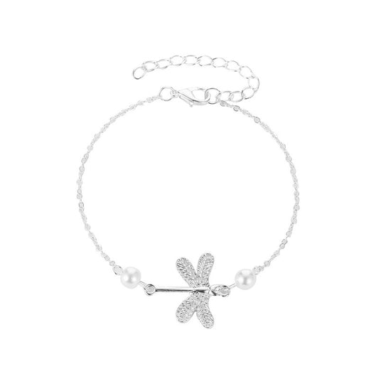 Ladies Dragonfly Pearl Anklet