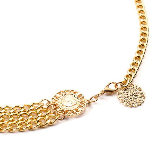 Sunflower disk aluminum waist chain