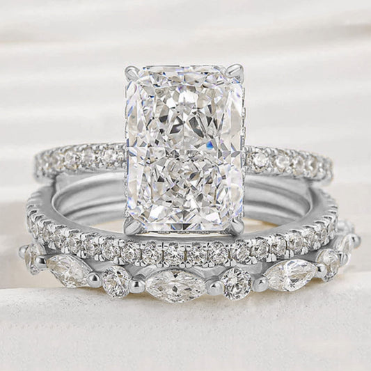 Sterling Silver Shiny Ice Flower Cut Zircon Ring