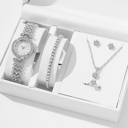 Alloy watch Necklace Earrings Bracelet Ring set