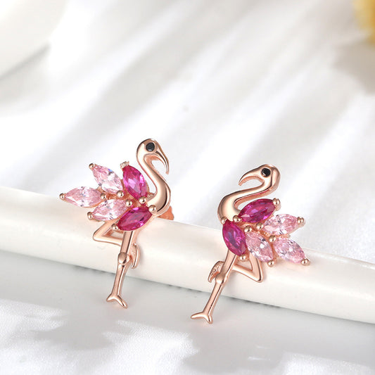 Earrings Rose Gold Three-dimensional