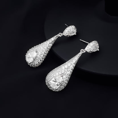 Needle Water Drop Long Earrings