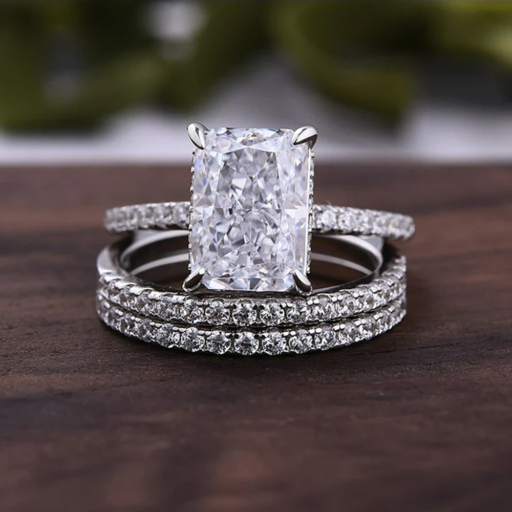 Sterling Silver Shiny Ice Flower Cut Zircon Ring