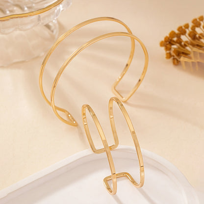 Double-layer Hollow Gold Bangle Bracelet