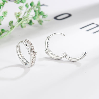 Niche Design Micro-inlaid Knotted Cross Ear Clip