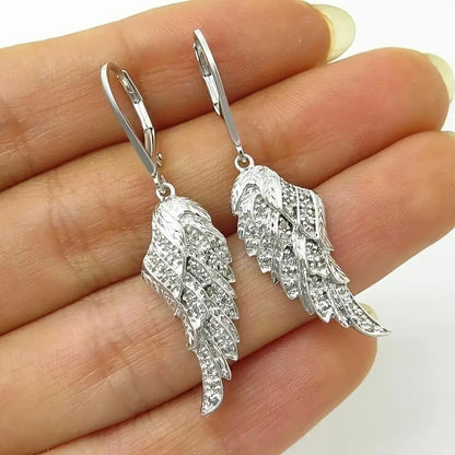 Pendant Earrings Exquisite Luxury Feather Leaf