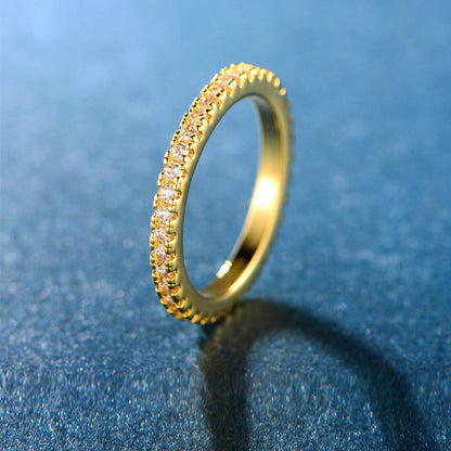 Single Row Full Rhinestone Zircon Ring