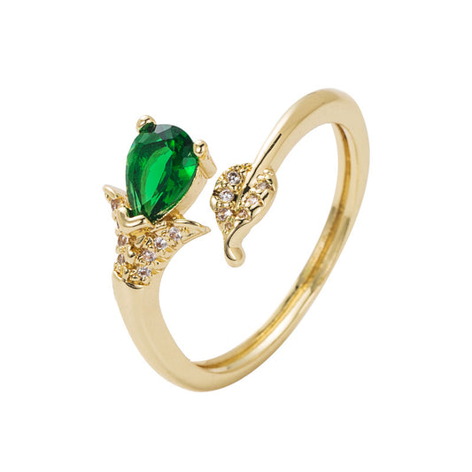 Copper-plated Gold Micro Inlaid Zircon Geometric Ring