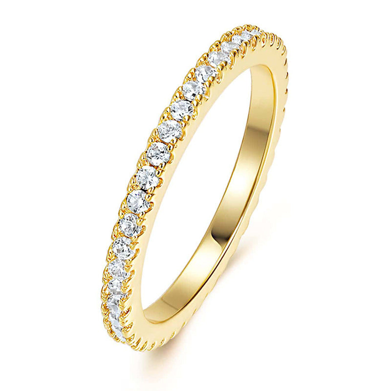 Single Row Full Rhinestone Zircon Ring