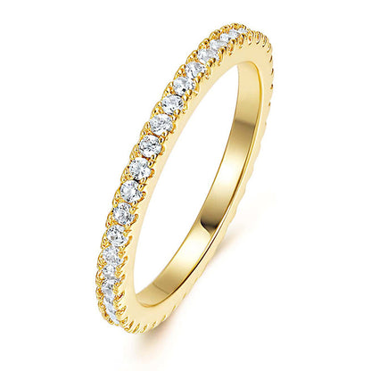 Single Row Full Rhinestone Zircon Ring