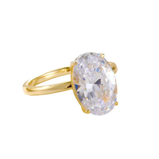 Oval Egg-shaped Ice Flower Cut Zircon Ring