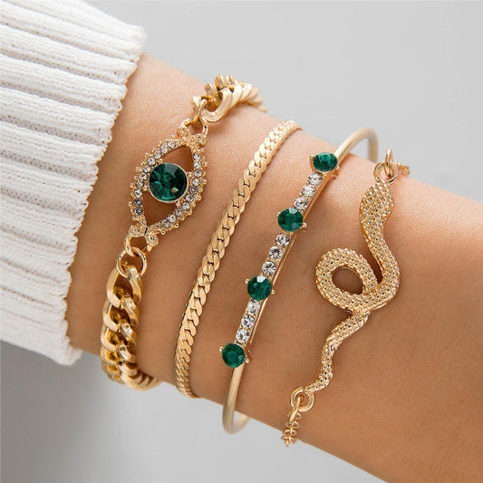 Twin Exaggerated Thread Chain Alloy Bracelet