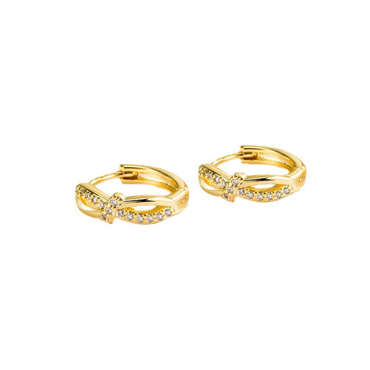 Niche Design Micro-inlaid Knotted Cross Ear Clip