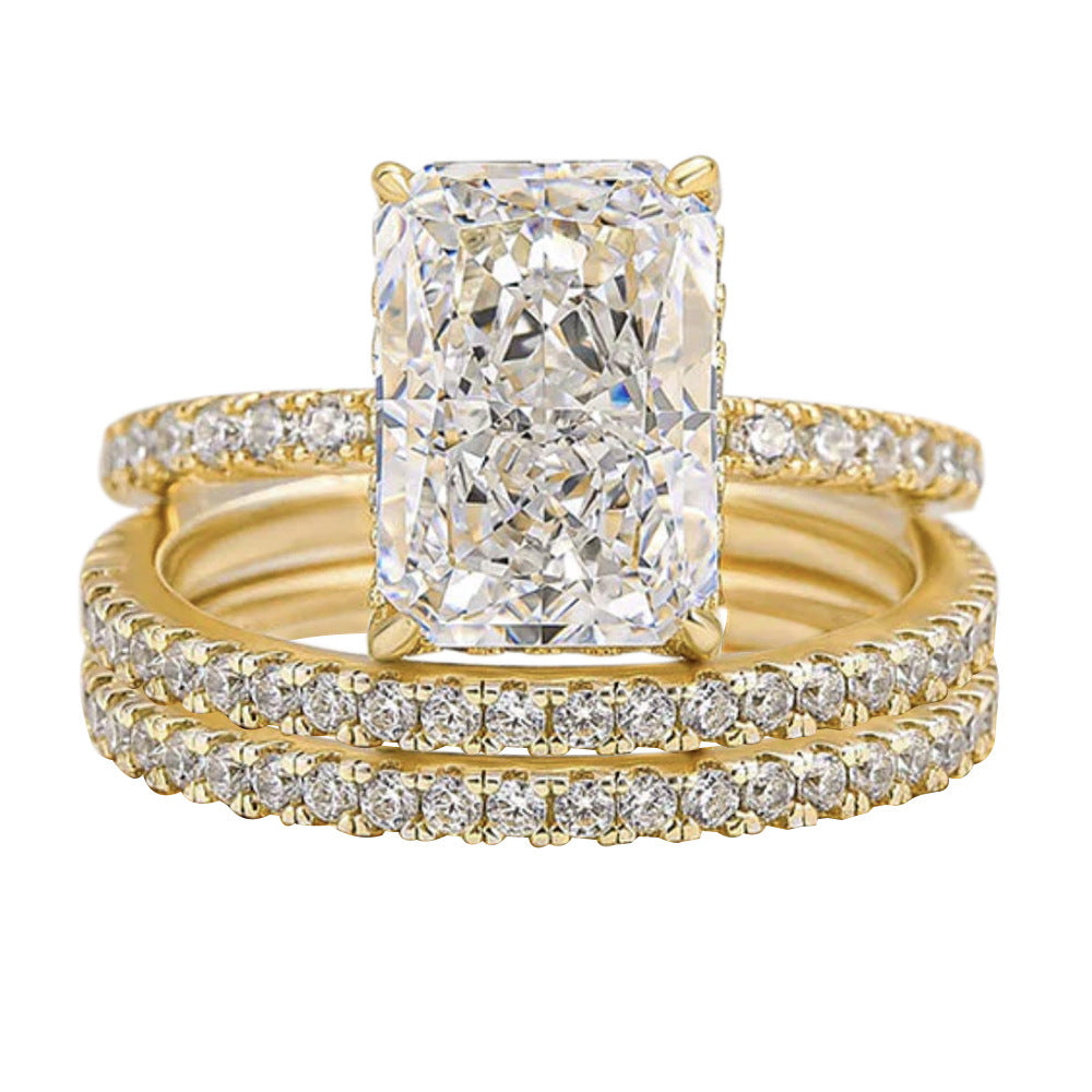 Sterling Silver Shiny Ice Flower Cut Zircon Ring