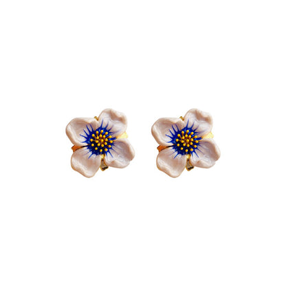 Enamel Flower Stud Earrings