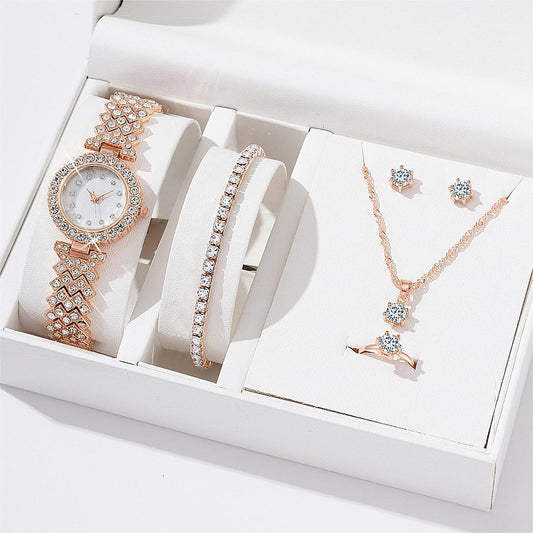 Alloy watch Necklace Earrings Bracelet Ring set