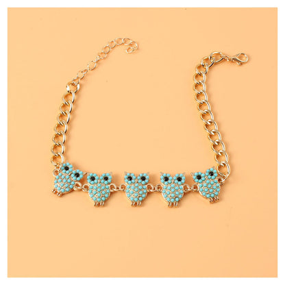 Vintage Alloy Owl Pendant Anklet