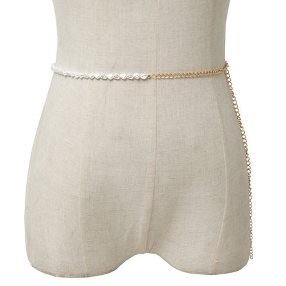 Shaped Imitation Pearl Waist Chain